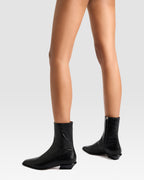 CROCO-PRINT LEATHER ANKLE BOOT