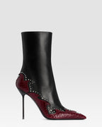 NAPPA LEATHER ANKLE BOOT WITH CUT-OUT EMBROIDERY AND HEART INLAYS