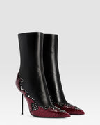 NAPPA LEATHER ANKLE BOOT WITH CUT-OUT EMBROIDERY AND HEART INLAYS
