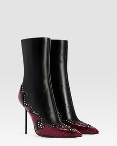 NAPPA LEATHER ANKLE BOOT WITH CUT-OUT EMBROIDERY AND HEART INLAYS