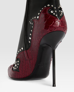 NAPPA LEATHER ANKLE BOOT WITH CUT-OUT EMBROIDERY AND HEART INLAYS
