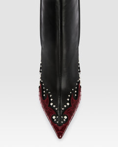 NAPPA LEATHER ANKLE BOOT WITH CUT-OUT EMBROIDERY AND HEART INLAYS