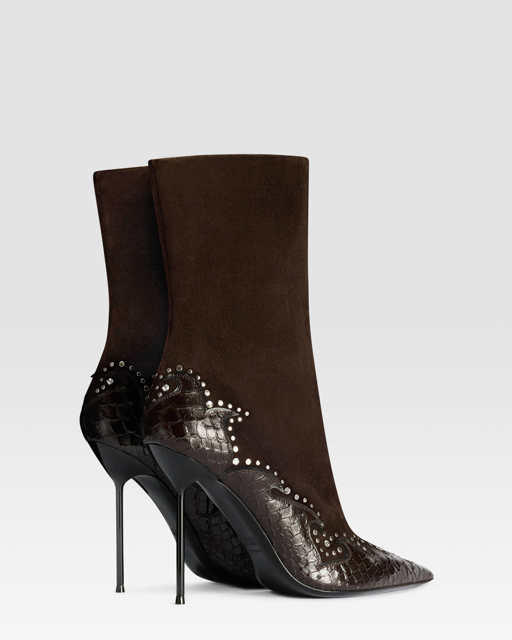 VELOURSLEDER ANKLE BOOT MIT CUT-OUT-STICKEREI UND HERZ-INLAYS