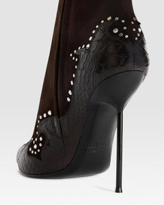 VELOURSLEDER ANKLE BOOT MIT CUT-OUT-STICKEREI UND HERZ-INLAYS