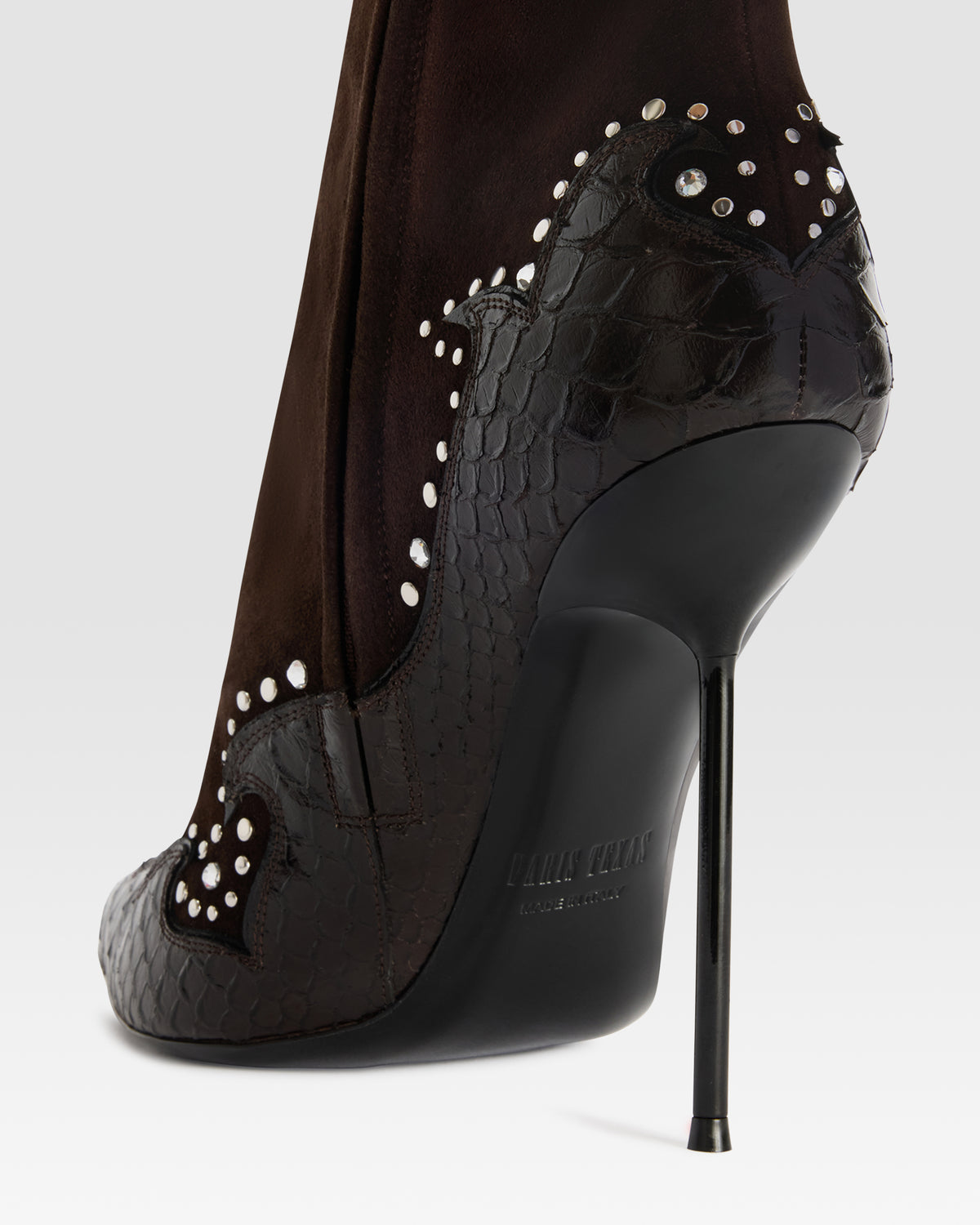 VELOURSLEDER ANKLE BOOT MIT CUT-OUT-STICKEREI UND HERZ-INLAYS