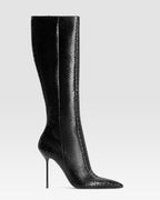 PYTHON-PRINT LEATHER BOOT WITH CUT-OUT EFFECT