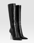 PYTHON-PRINT LEATHER BOOT WITH CUT-OUT EFFECT