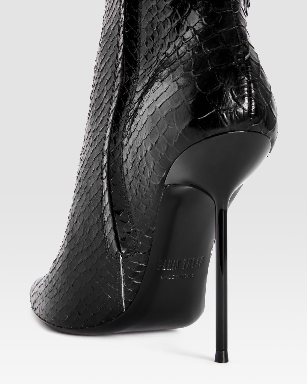 PYTHON-PRINT LEATHER BOOT WITH CUT-OUT EFFECT