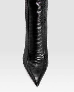 PYTHON-PRINT LEATHER BOOT WITH CUT-OUT EFFECT