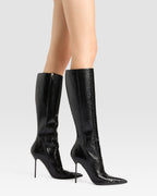 PYTHON-PRINT LEATHER BOOT WITH CUT-OUT EFFECT