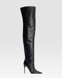 BOTTE CUISSARDE EN CUIR — BLACK