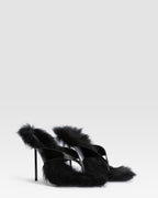 LACKLEDER THONG MULE MIT SHEARLING-INNENSOHLE