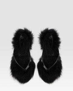 LACKLEDER THONG MULE MIT SHEARLING-INNENSOHLE