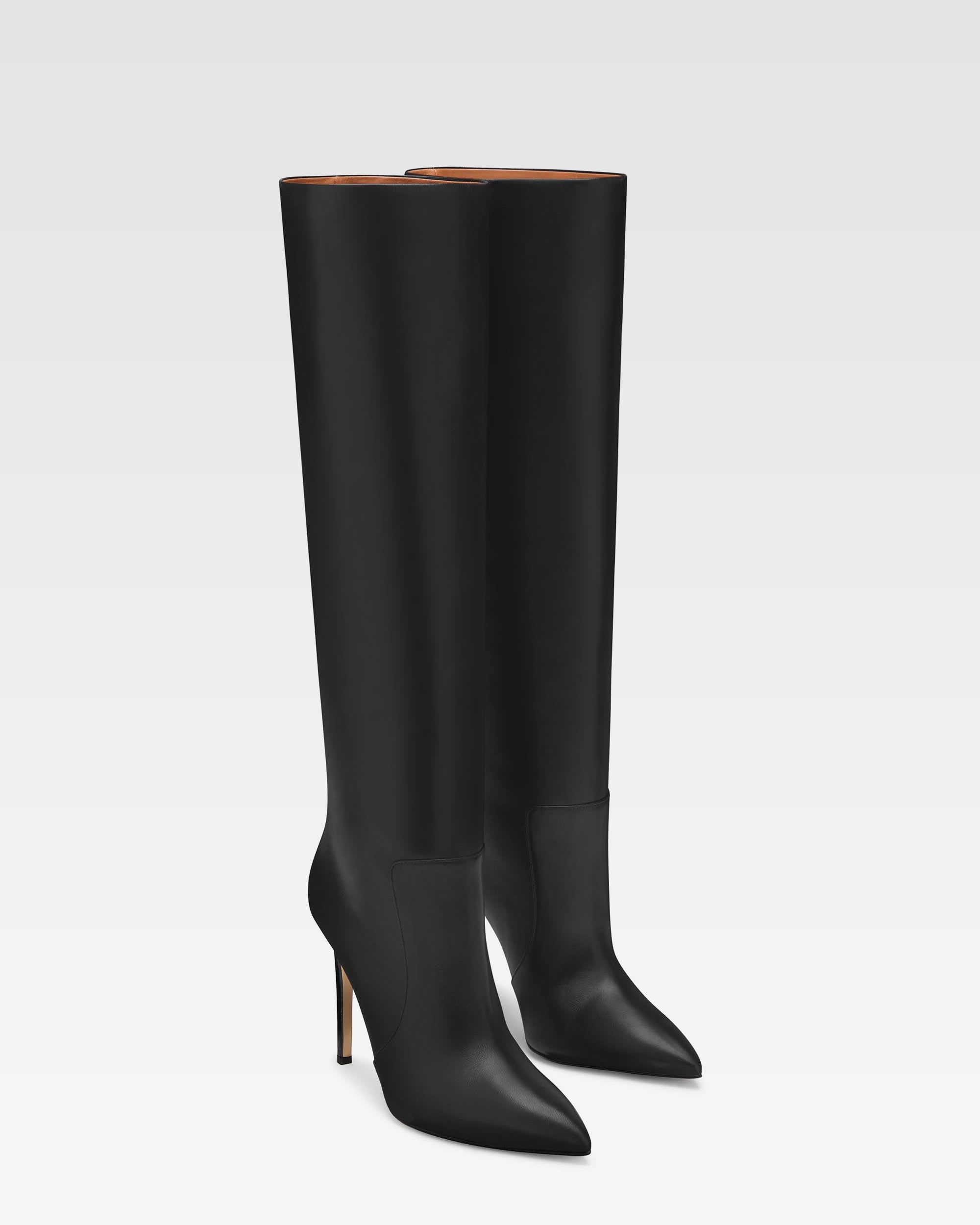 Stiletto-Stiefel aus schwarzem Nappaleder