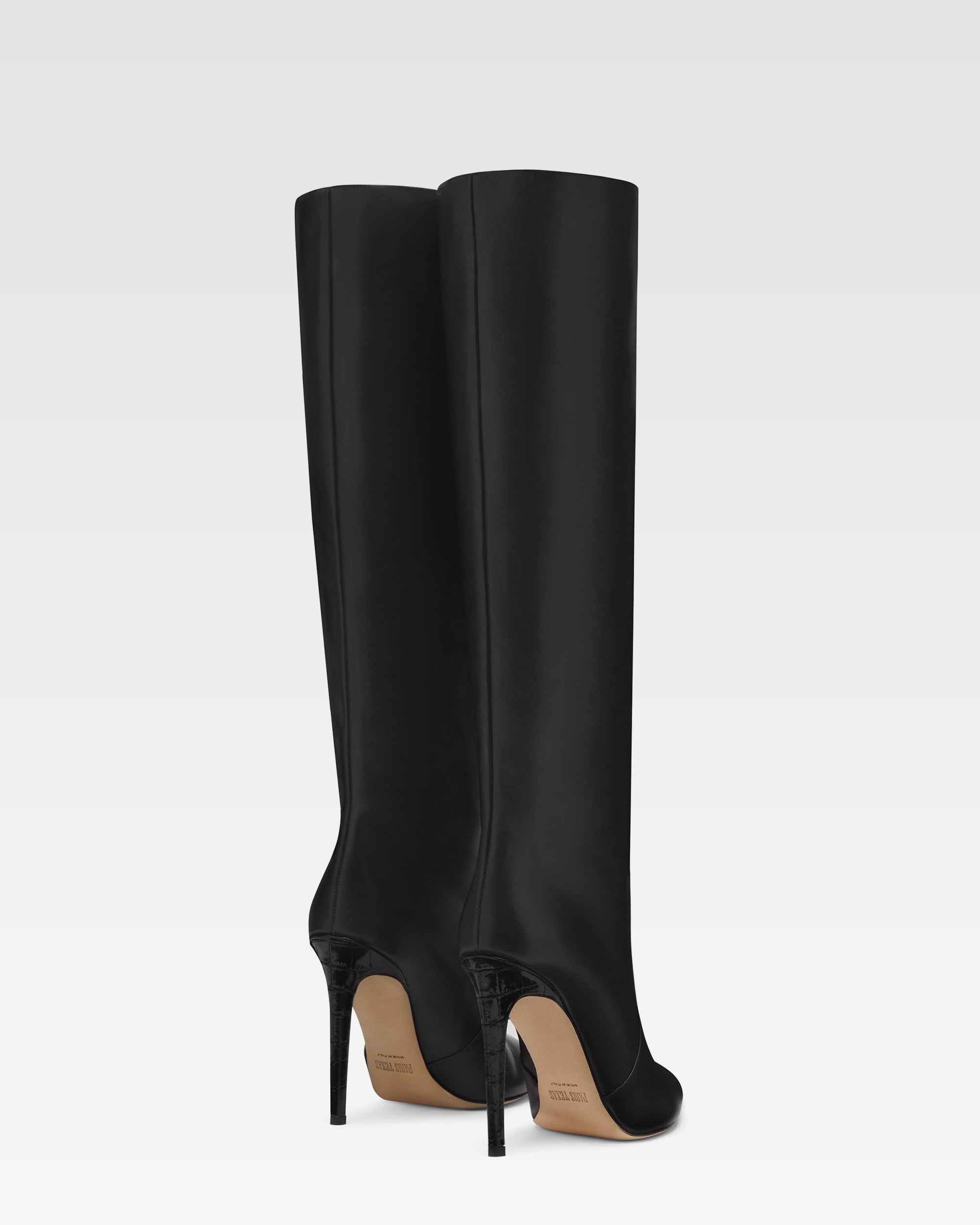 Stiletto-Stiefel aus schwarzem Nappaleder