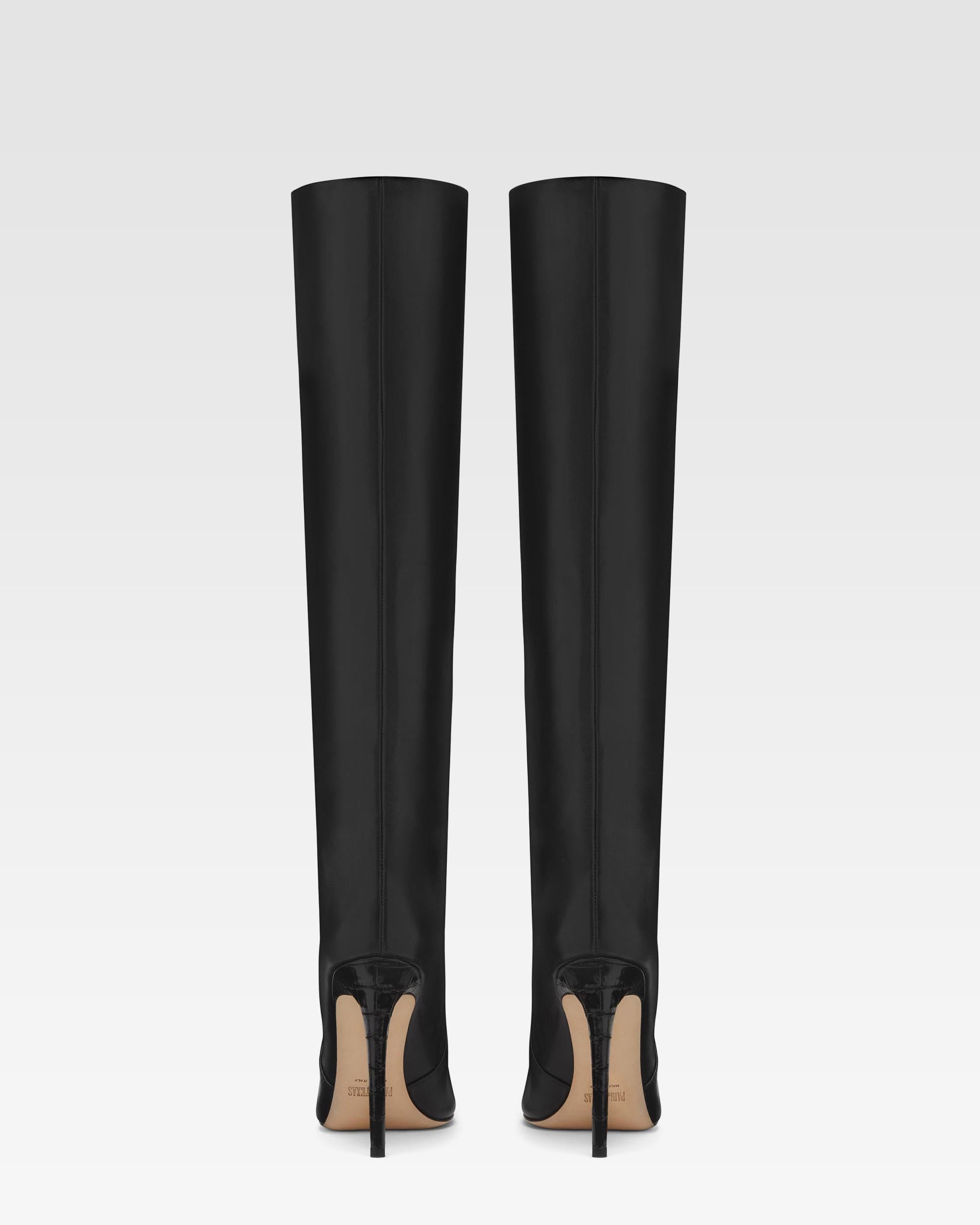 Stiletto-Stiefel aus schwarzem Nappaleder