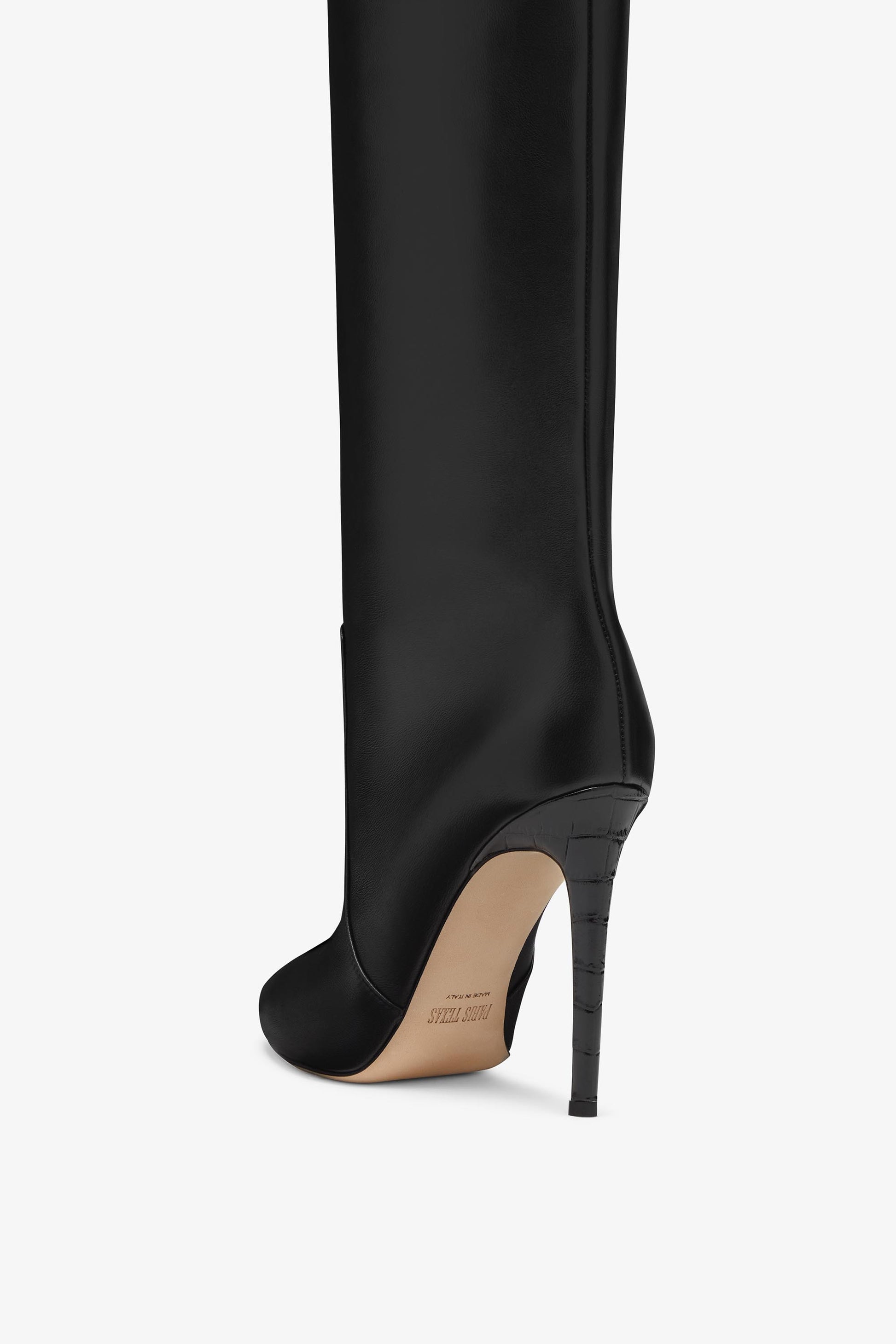 Black nappa leather stiletto boots