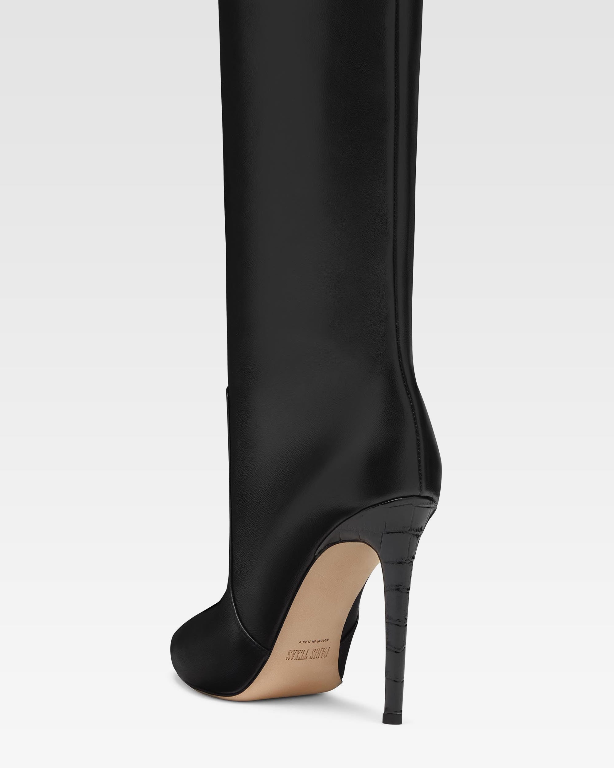 Stiletto-Stiefel aus schwarzem Nappaleder