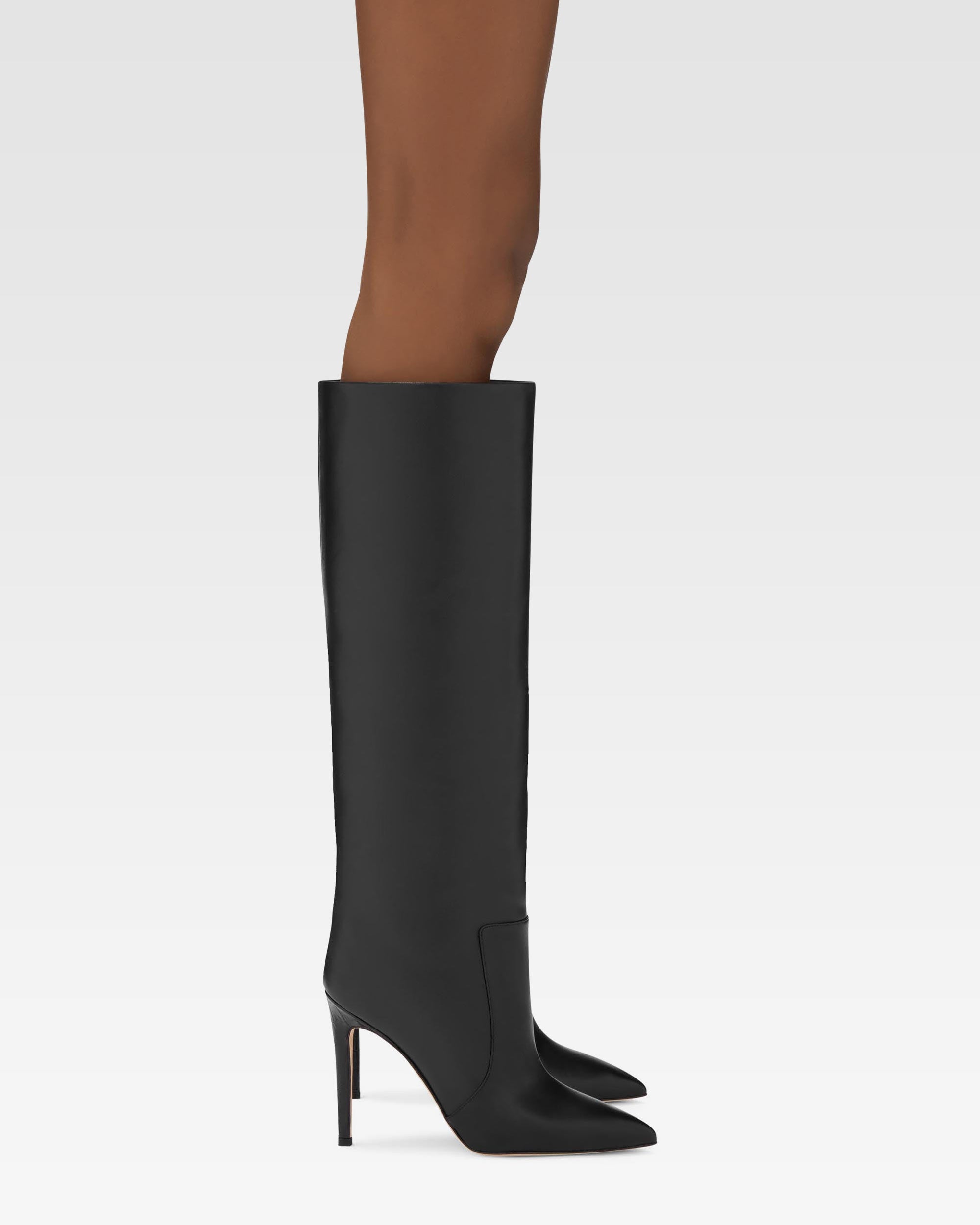 Stiletto-Stiefel aus schwarzem Nappaleder