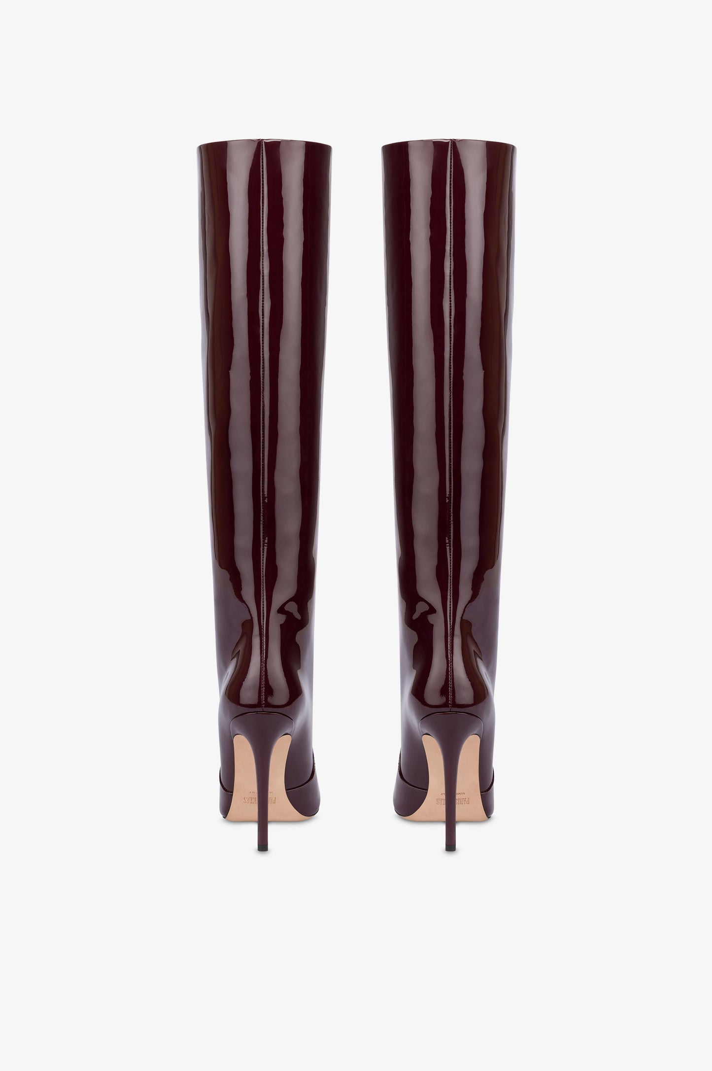 Stiefel aus Lackleder in der Farbe Rouge Noir.