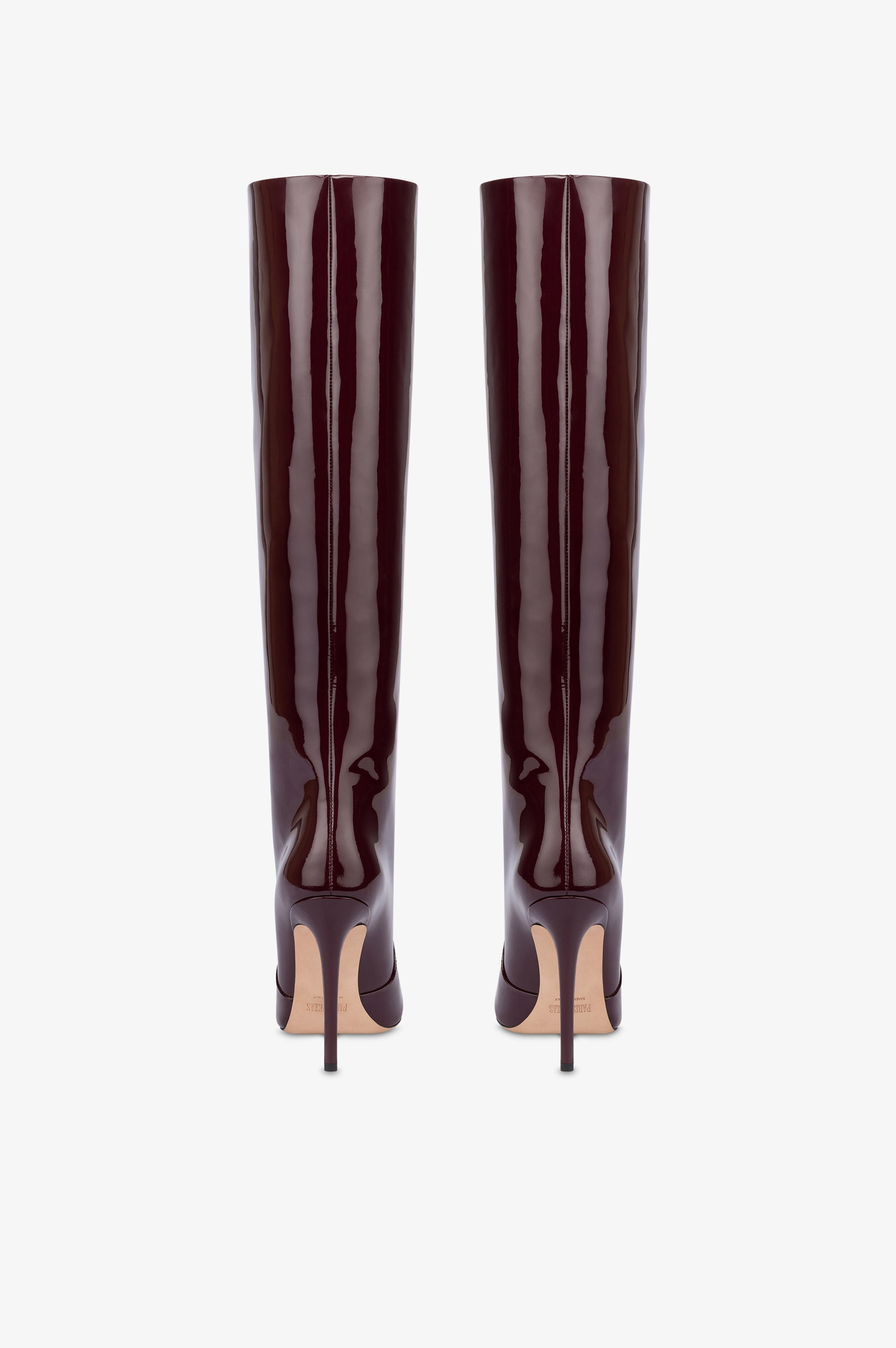 Stiefel aus Lackleder in der Farbe Rouge Noir.