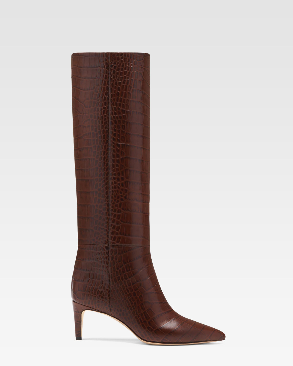 Croc-effect leather boot