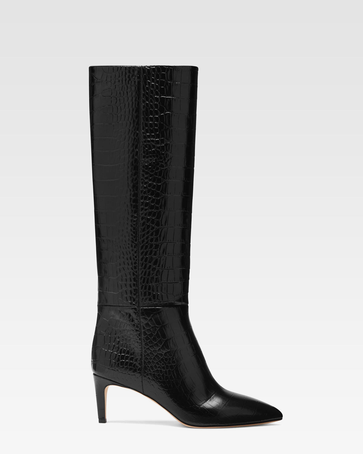 Croc-effect leather boot