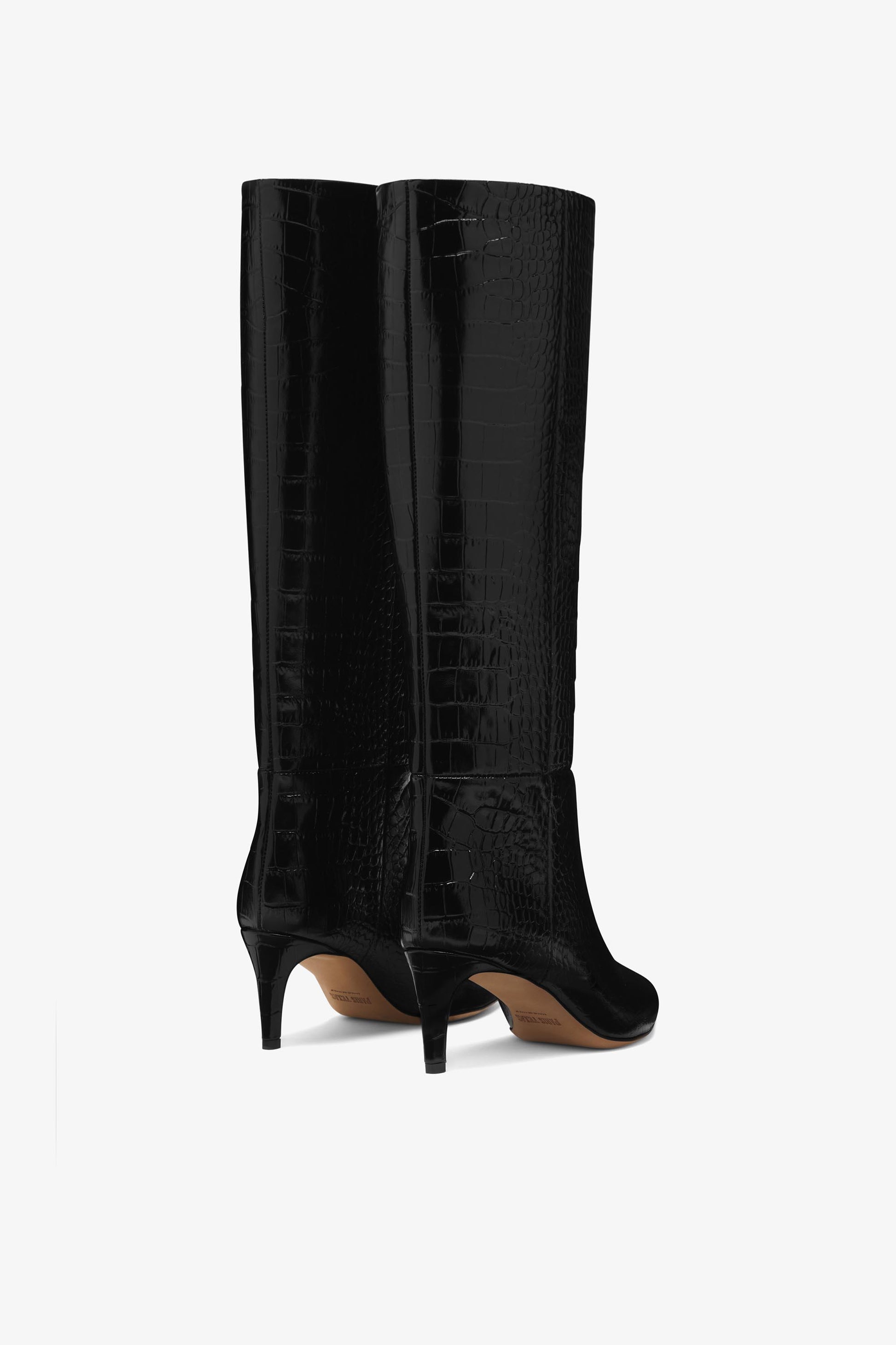 Black croc-effect leather heel 60 boots