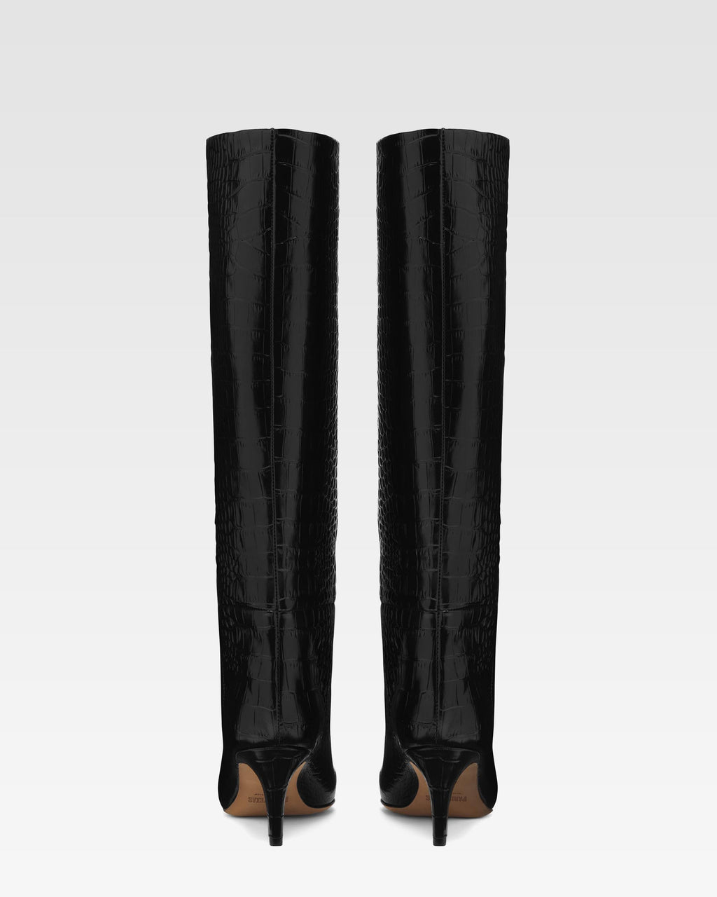 Schwarze Lederstiefel in Kroko-Optik mit 60 mm-Absatz