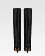 Schwarze Lederstiefel in Kroko-Optik mit 60 mm-Absatz