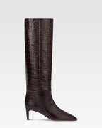 Bottes en cuir facon croco noir