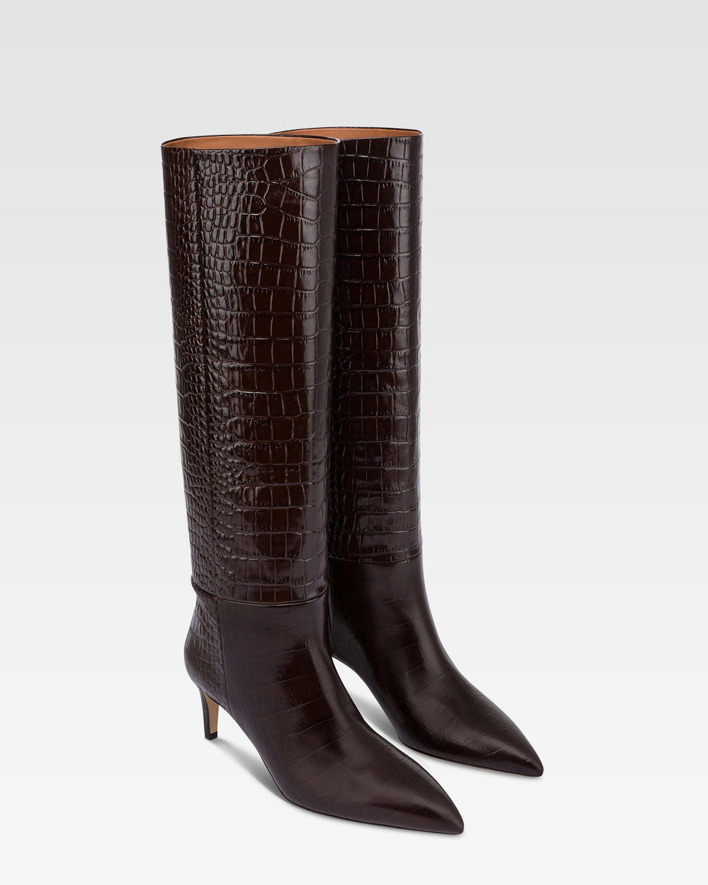 Bottes en cuir facon croco noir