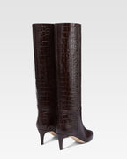 Bottes en cuir facon croco noir