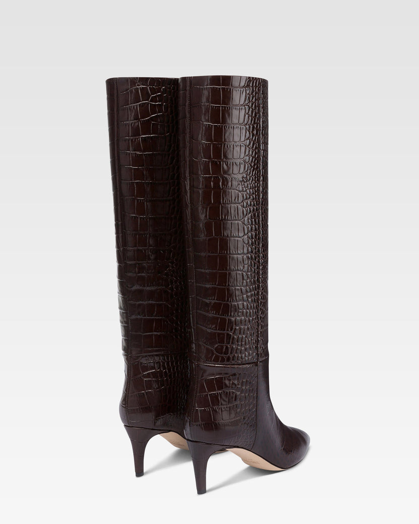 Croc-effect leather boot