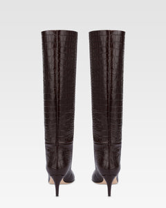 Bottes en cuir facon croco noir