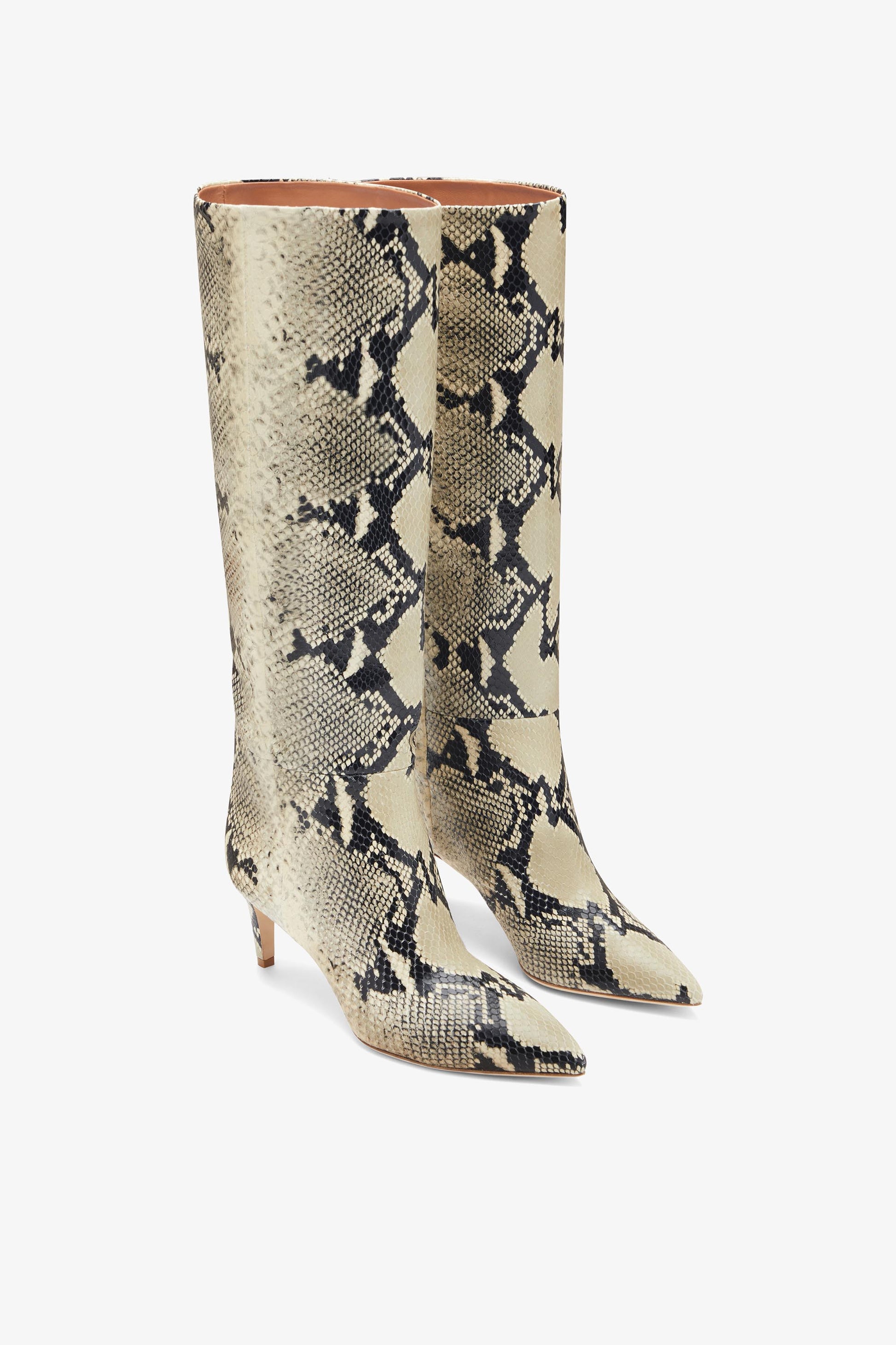 Printed phyton leather heel 60 boots