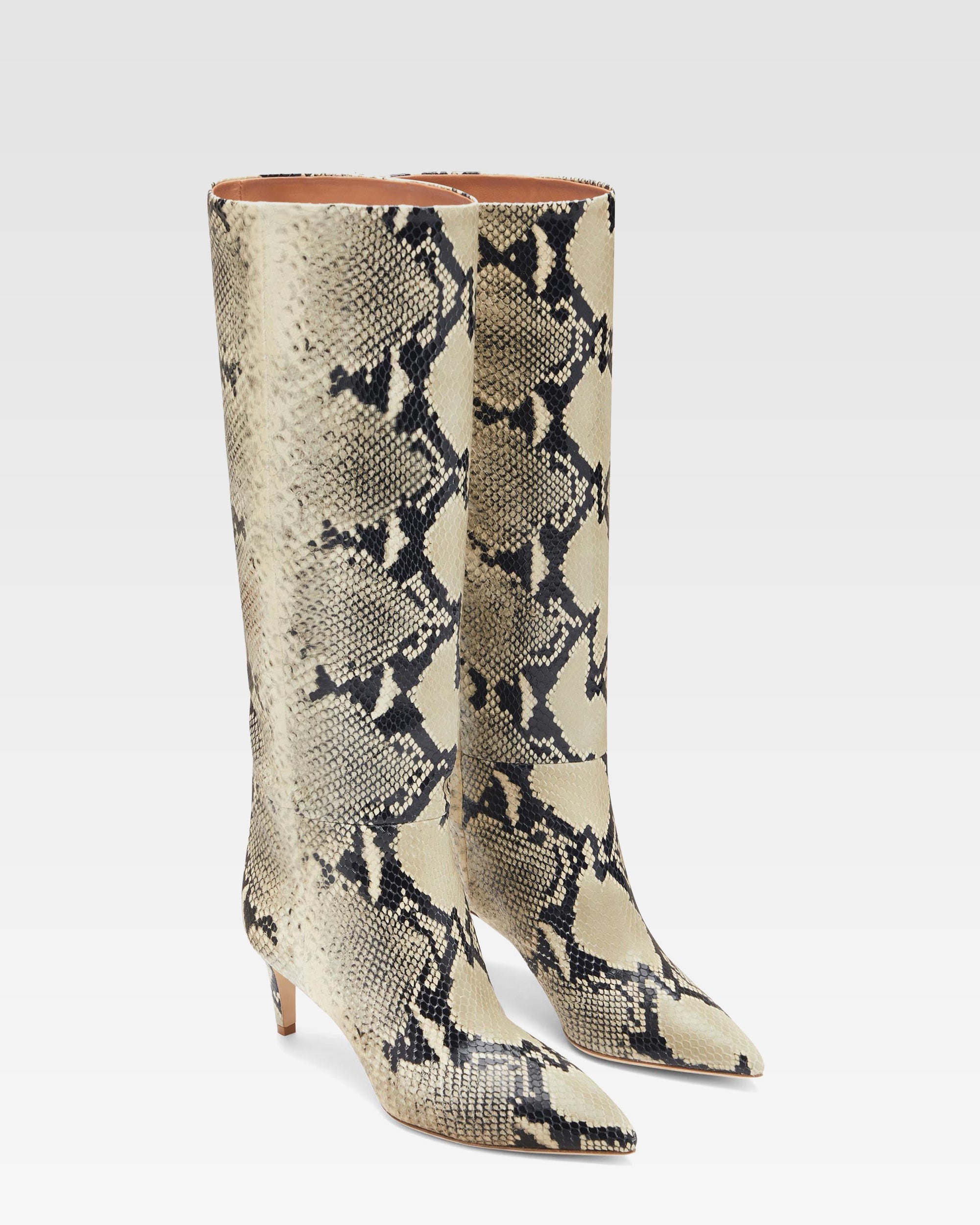 Botas de piel estampada con efecto pit'on y tac'on de 60 mm