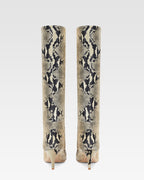 Stivale tacco 60 in pelle stampa pitone