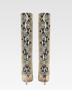 Stivale tacco 60 in pelle stampa pitone