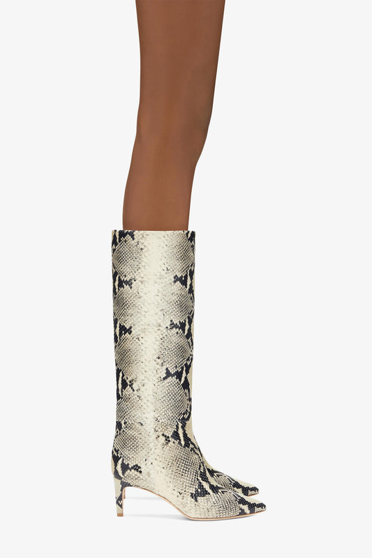 Printed phyton leather heel 60 boots - Product worn
