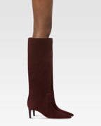 Bottes en cuir suede de veau acajou