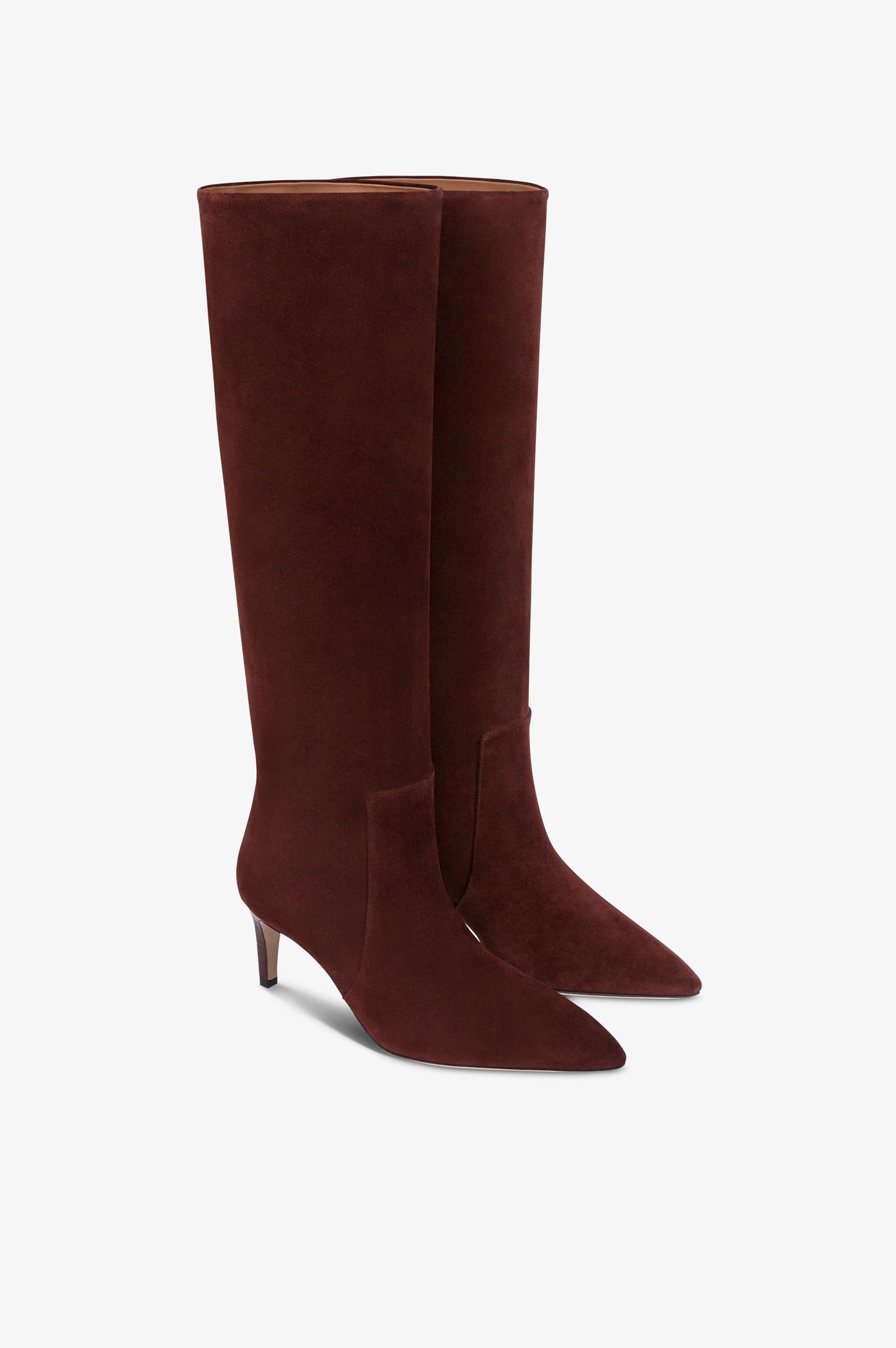 Boots in mahogany calf suede leather