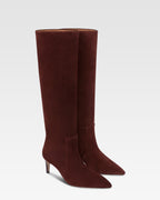Bottes en cuir suede de veau acajou
