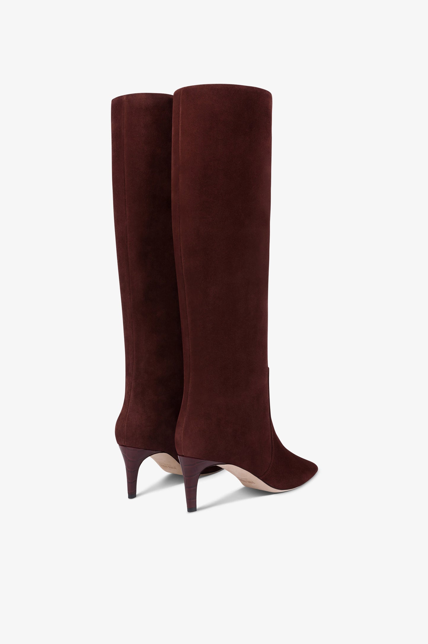 Boots in mahogany calf suede leather
