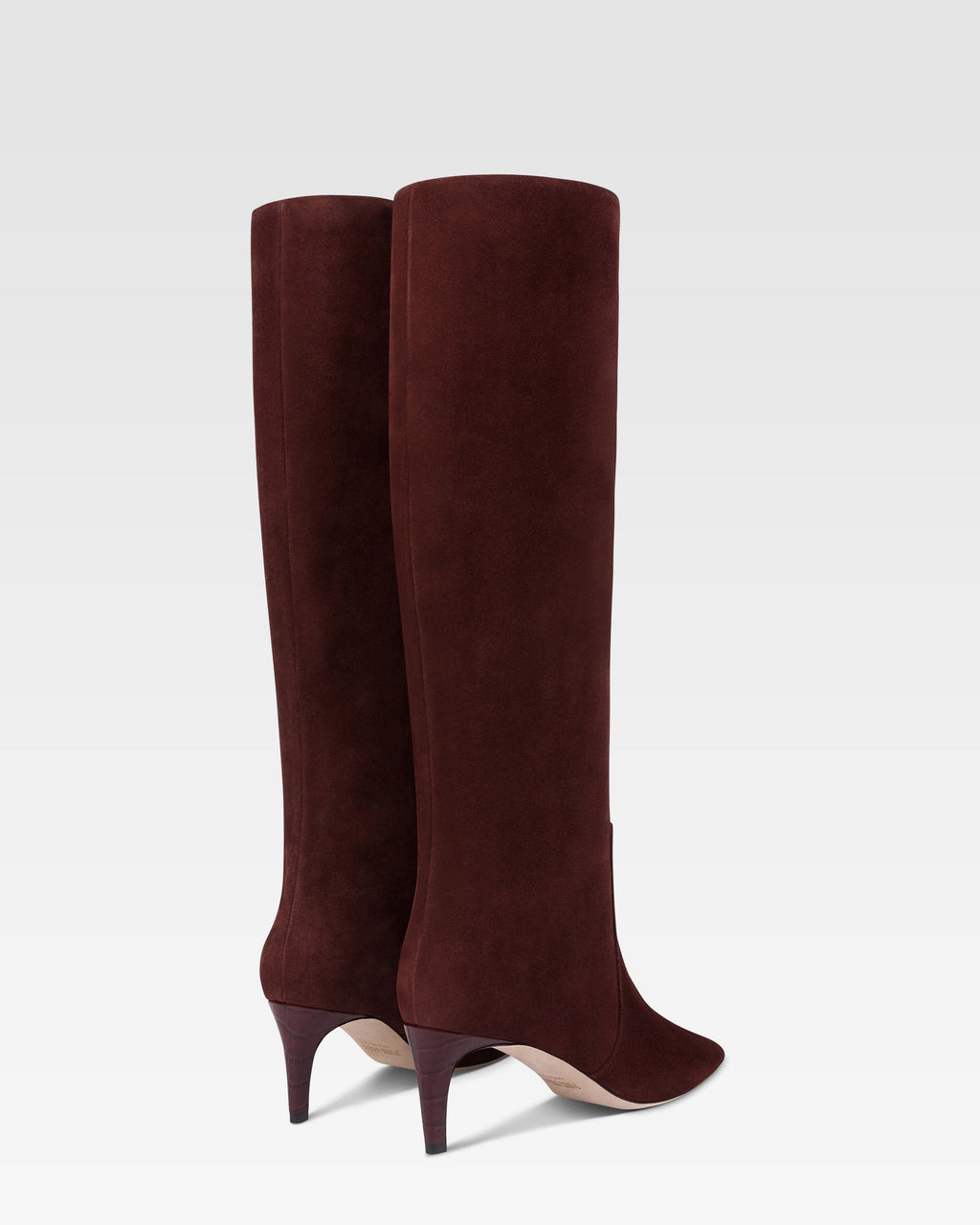 Bottes en cuir suede de veau acajou