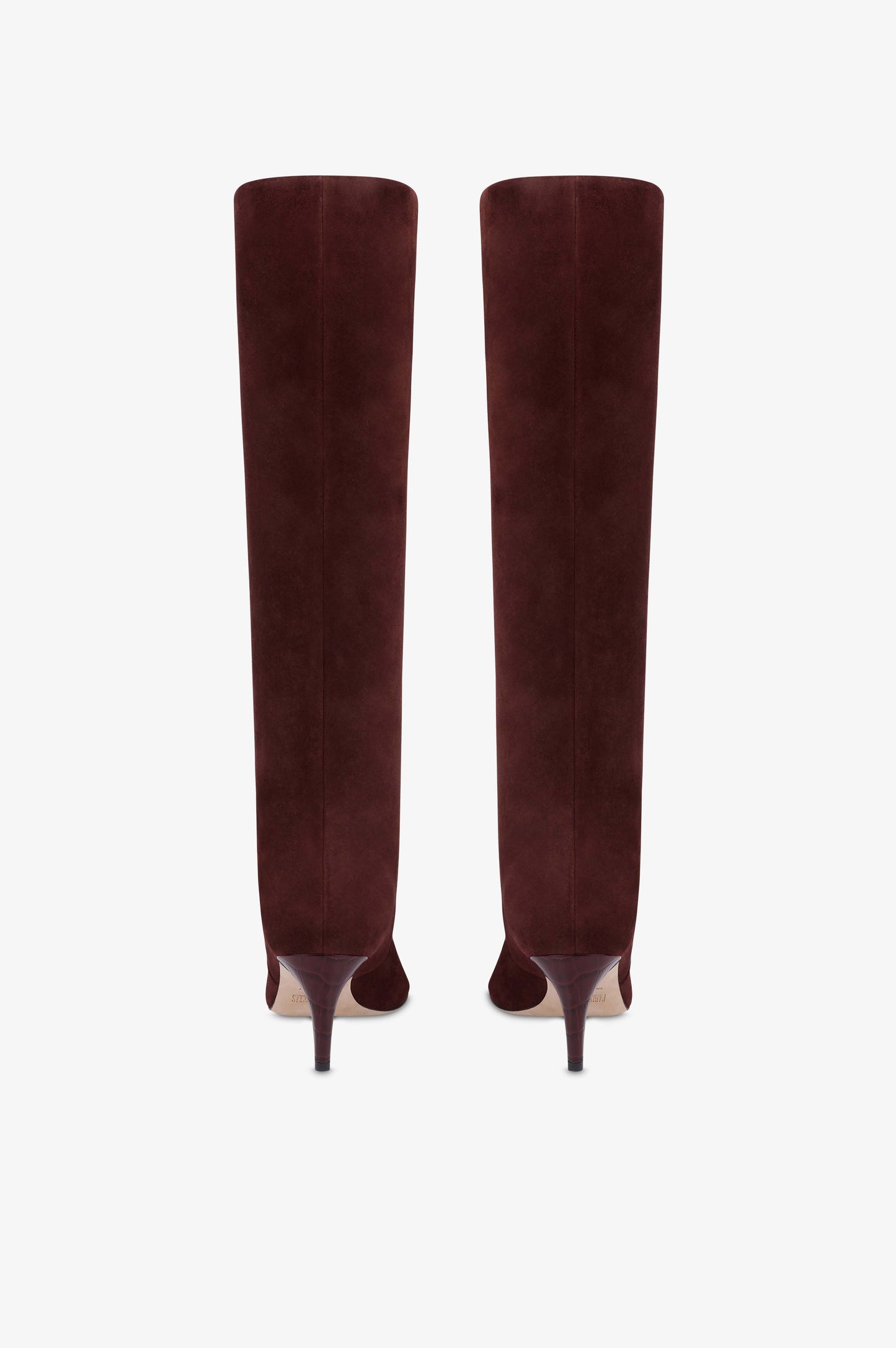 Boots in mahogany calf suede leather