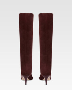 Bottes en cuir suede de veau acajou