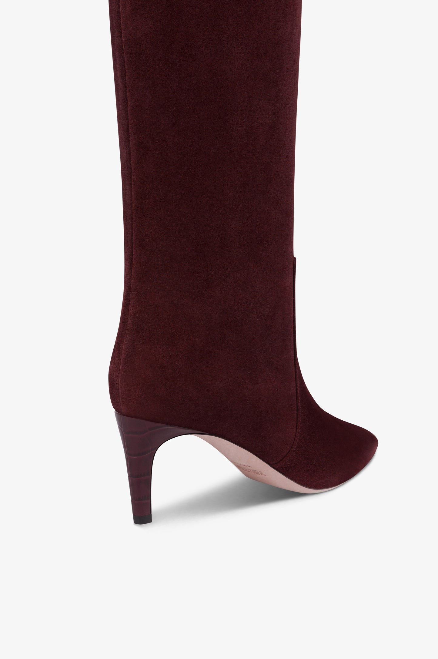 Boots in mahogany calf suede leather