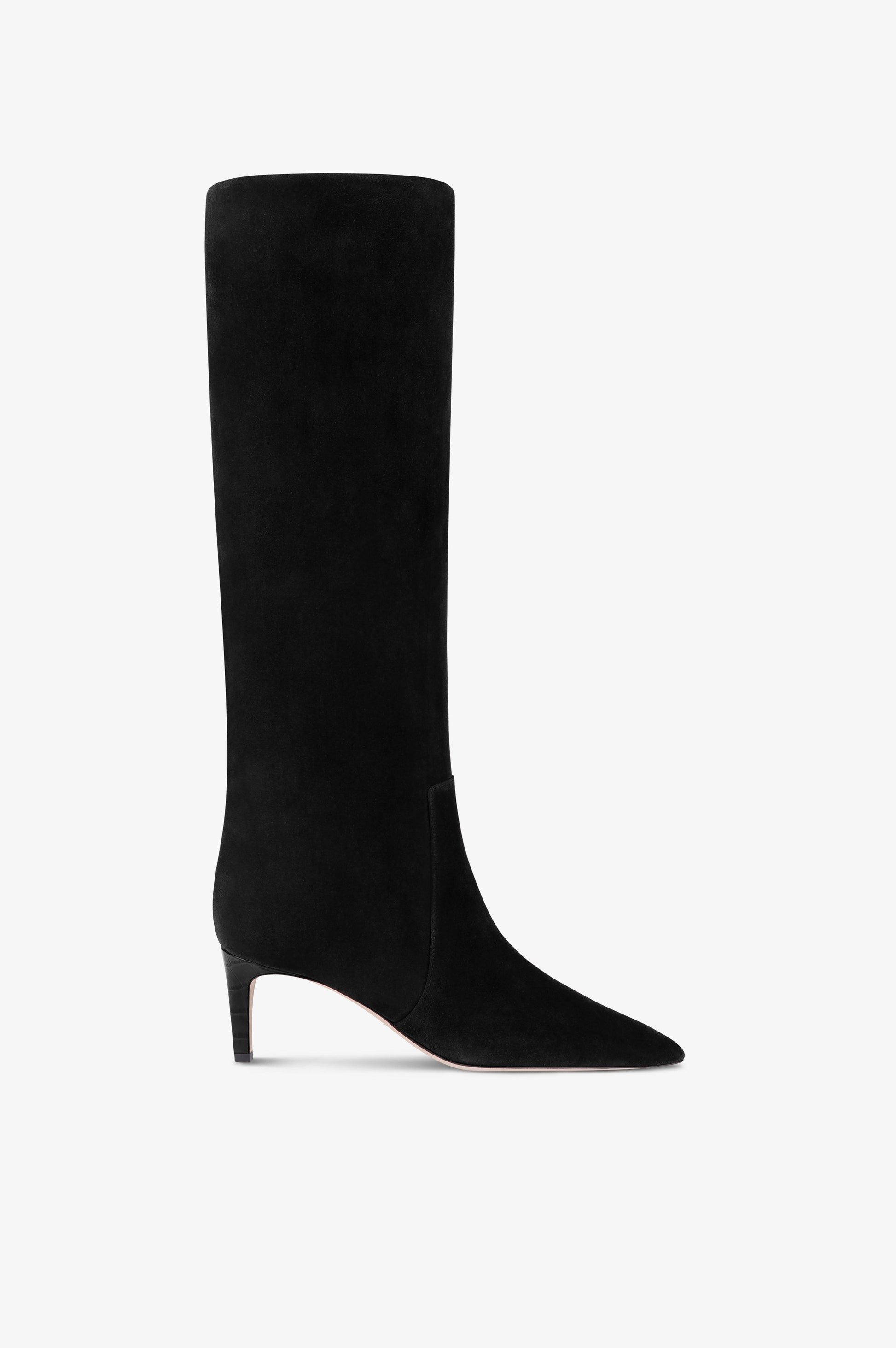 Boots in black calf suede leather