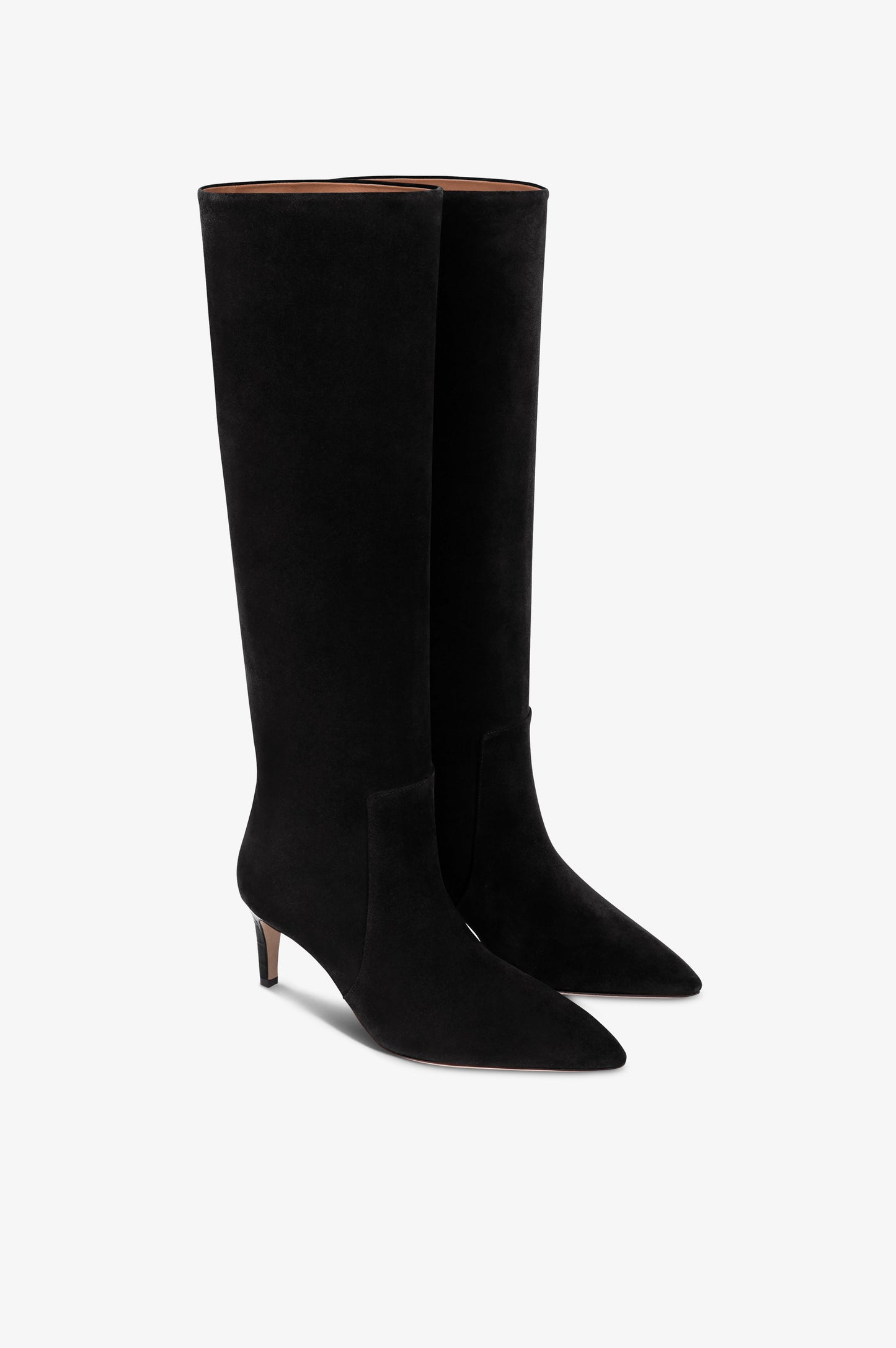 Boots in black calf suede leather